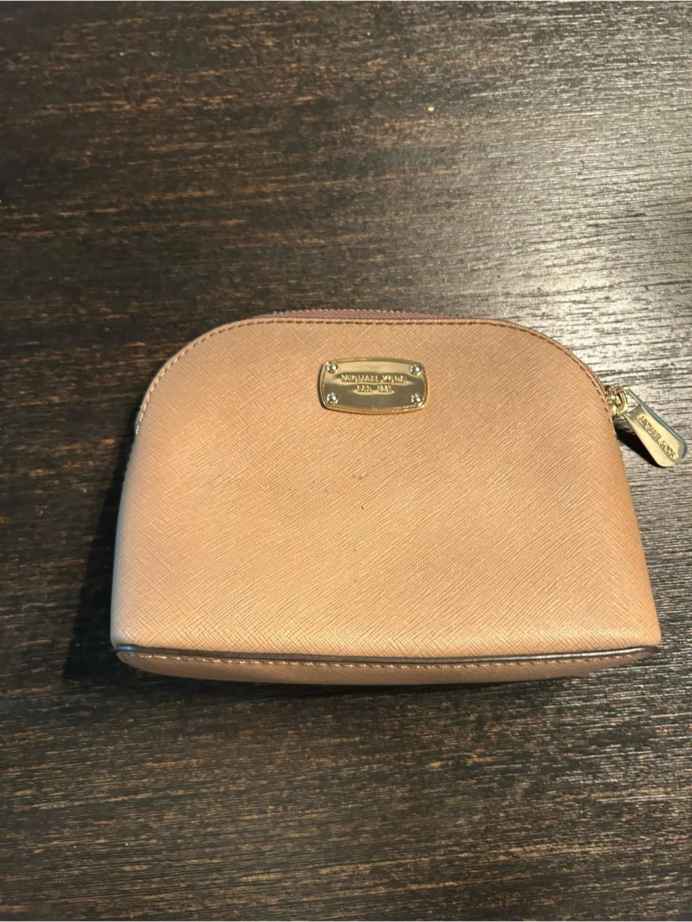 Michael Kors Blush Pink Saffiano Cosmetic Makeup Bag Travel Pouch Small
